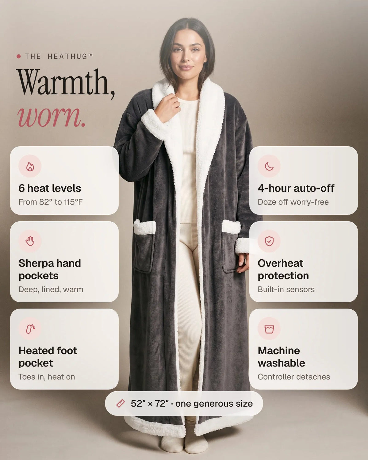 Tovelle HeatHug in Charcoal Grey — key features